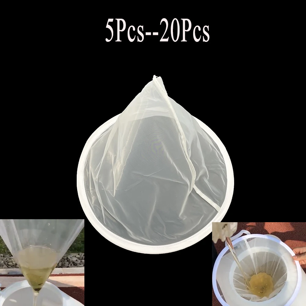 

5PCS Honey Filter Nylon 120 Mesh Screen White 35cm Diamater Cone Fiber Net Layer Purifier Beekeeping Equipment Supplies Bee Tool