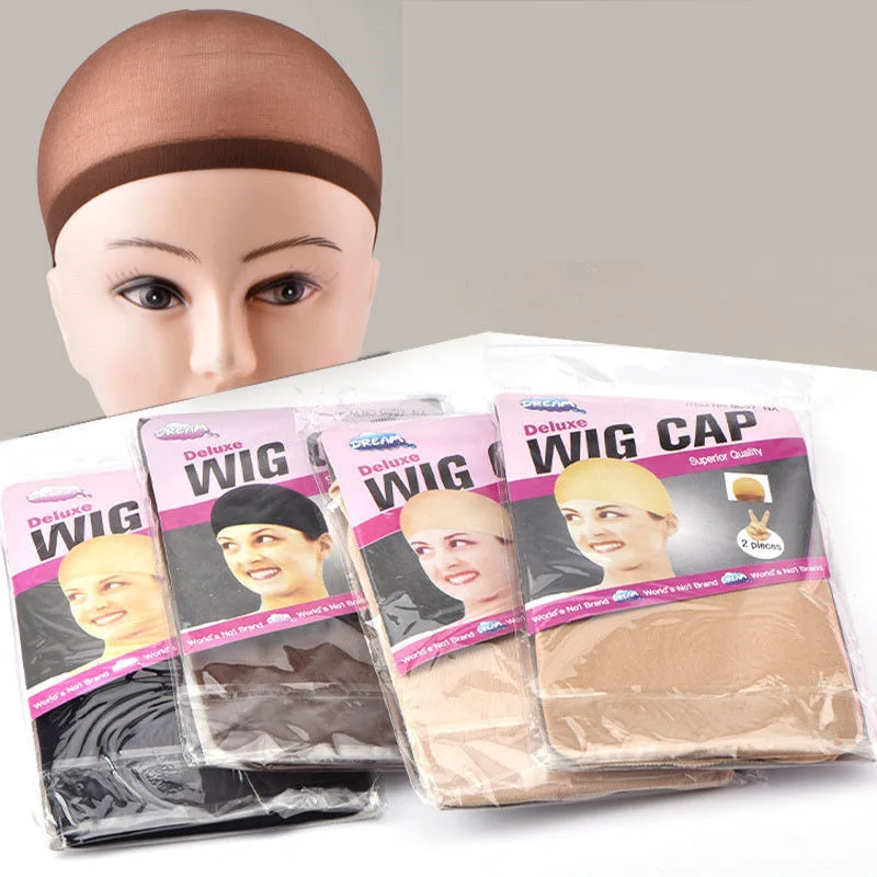 

2Pcs High Quality Wig Cap Brown Stocking Cap To Christmas Cosplay Wig Caps Stocking Elastic Liner Mesh For Making