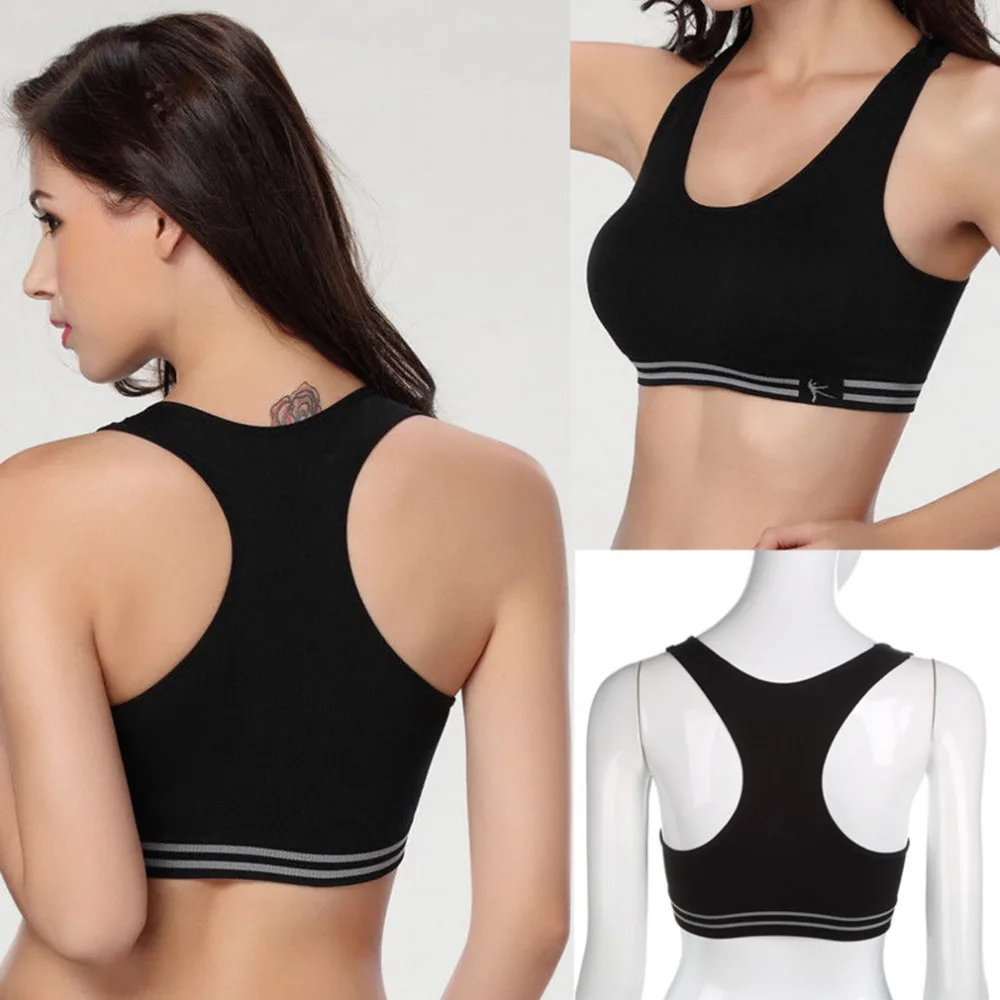 Summer Style Women Cotton Stretch Athletic Vest Gym Fitness Sports Bra no rims Full Cup padded bras colorful plus size tops