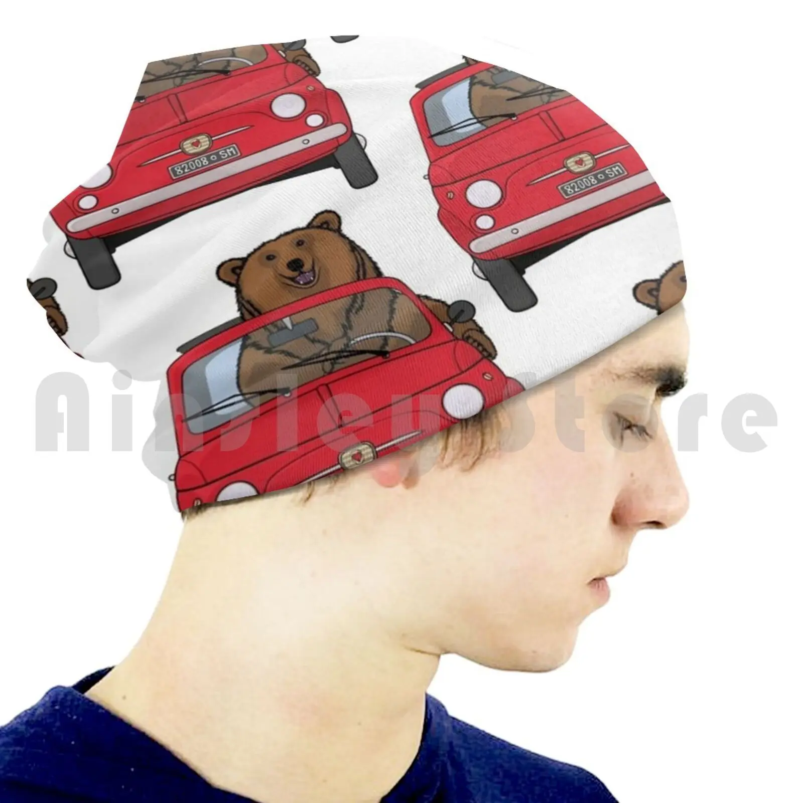 Bear In A Red Classic 500 Beanies قبعة صوفية مريحة كلاسيكية حمراء 500 500 قديمة عتيقة قديمة
