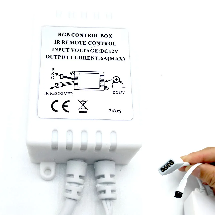 24 Keys Wireless RGB LED Light Controller Ir Remote 12V Dimmer for LED Strip Connector