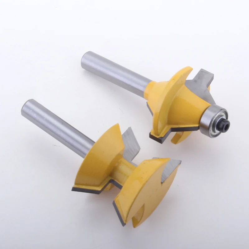 CHWJW 2PC 8mm Shank Tongue and Groove Edge Banding Router Bit Set Wood Cutting Tool