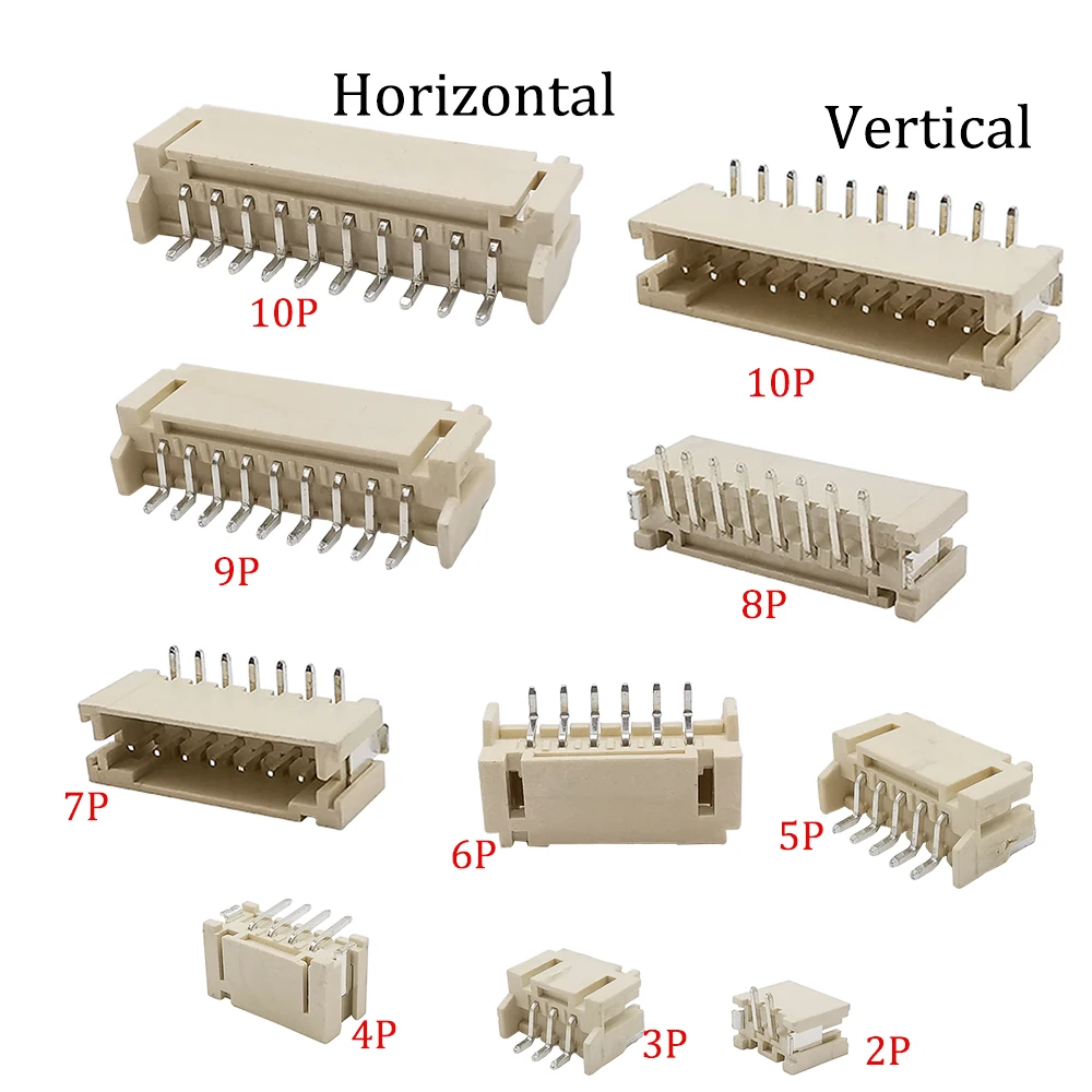 

50Pcs JST PH2.0mm Horizontal Paste Vertical Patch Pin Holder SMT Connector 2.0mm Pitch 2/3/4/5/6/7/8/9/10 Pin SMD Male Terminals