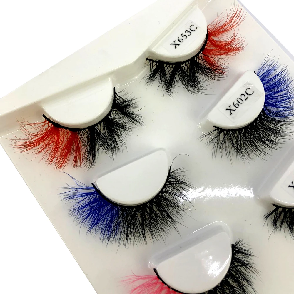 New Color Mink Lashes Wholesale 4 pairs 3D Colored Eyelashes Luxury Dramatic 100% Cruelty Free In Bulk Colorful false lashes