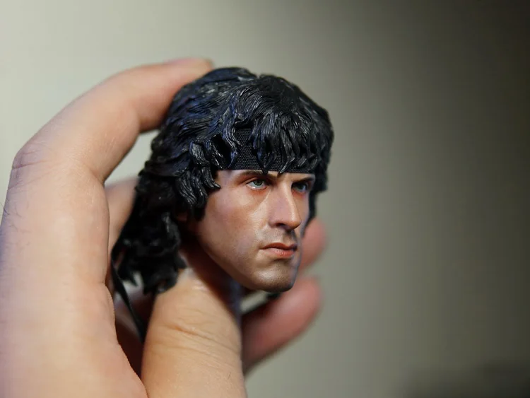 John Rambo Cabeça Sculpt para 12 "Boneca Figura de Ação Masculino, Figuras Colecionáveis Acessórios, Corpo Não Incluído, B0180, Escala 1:6