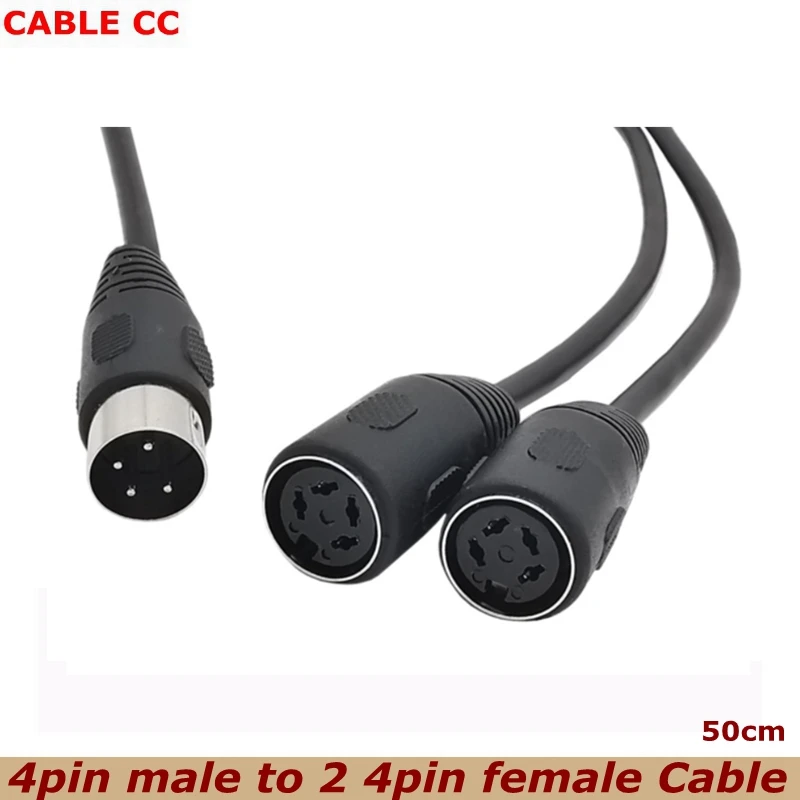 

DIN 4-pin Male to Dual 4-pin Female Audio and Video Cable S-terminal Midi 4-pin for Keyboards and Medical Equipment 50cm