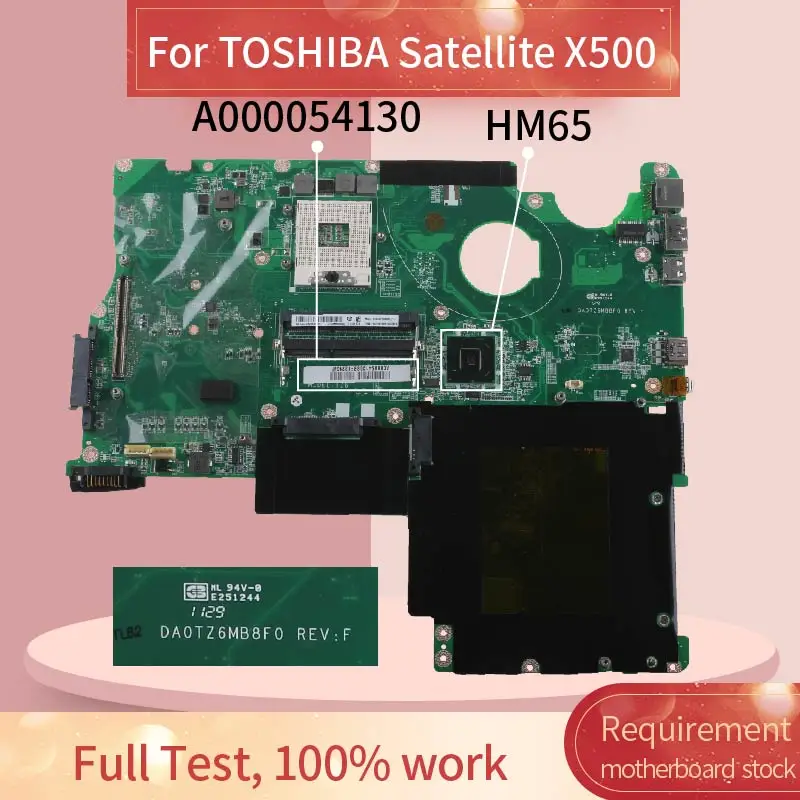 DA0TZ6MB8F0 Laptop motherboard For TOSHIBA Qosmio X500 X505 P500 P505 Notebook Mainboard A000054130 HM65 DDR3