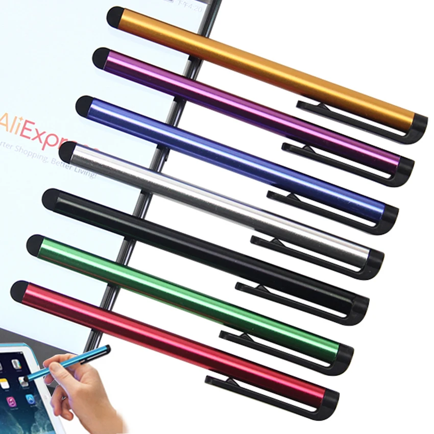 100Pcs/lot Capacitive Touch Screen Stylus Pen for Samsung Galaxy Ipad Air Mini iPhone Android Phone Tablet Metal StylusPen