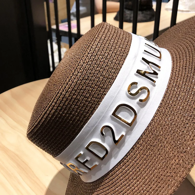 Bucket hat letters summer ladies bucket hat sun hat ladies straw hat fedora hat European men and women hat letters