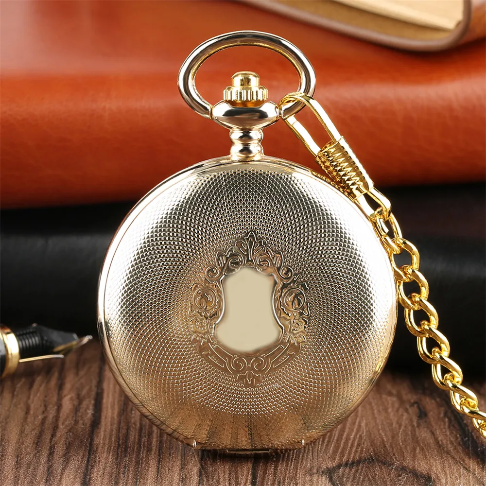 Classic Gold Mechanical Hand Winding Pocket Watch Shield Snake Pattern Vintage Pendant Manual Machinery Timepiece Gifts Male