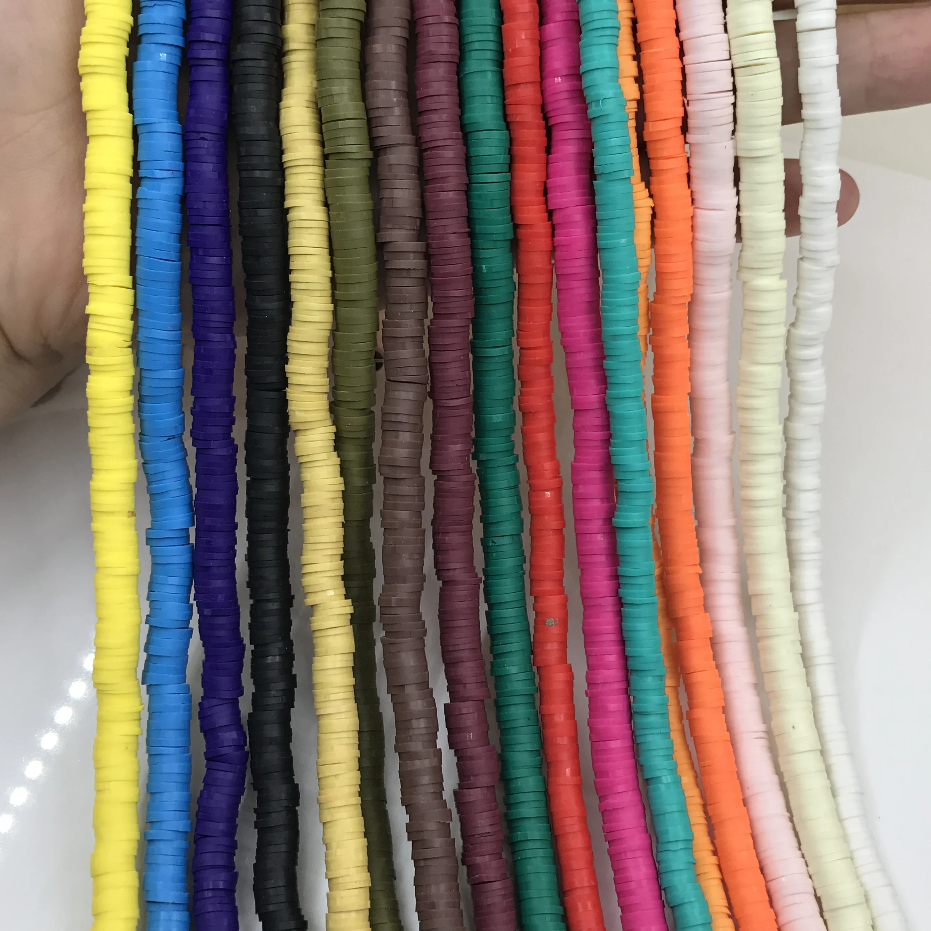 10strand/lot 17Colors Choice Polymer Clay Tiny Spacer Loose Bead,4/6/8mm Vinyl Disc Heishi Rondelle Vinyl Beads Crafts Bracelets