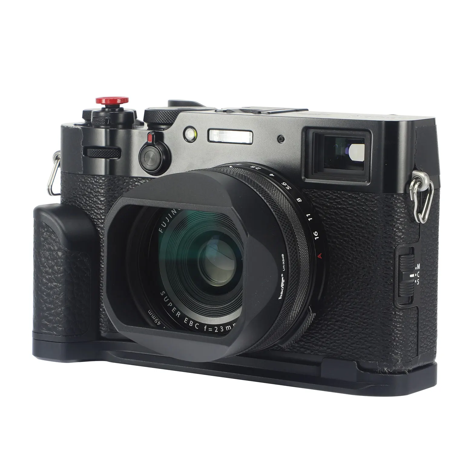 Haoge LH-X54B Square Metal Lens Hood with 49mm Adapter Ring and cap for Fujifilm Fuji X100V X100F X100T X100S X100 X70 Black