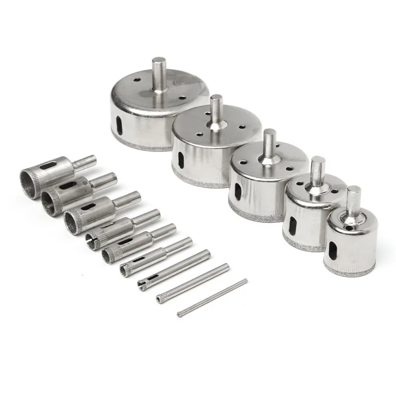 Imagem -02 - Buraco Viu 370 mm Diamante Revestido Núcleo Buraco Viu Broca Conjunto Ferramentas para Telhas de Vidro Mármore Porcelana Perfuração Ferramentas Elétricas 14 Peças