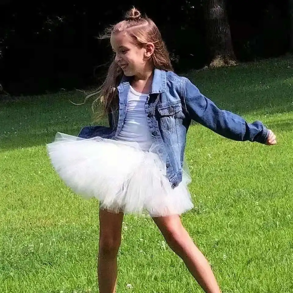 Baby Girls Fluffy Tulle Skirt Kid Baptism Wedding Tutu Skirt Off-White Ballet Dance Tutu for Child Birthday Christmas Photo Prop