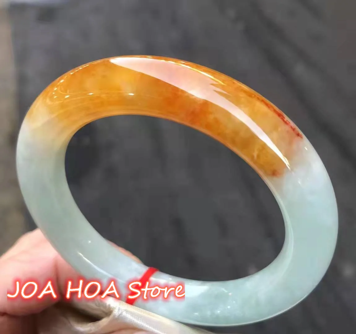 New Natural Myanmar Jadeite Floating Yellowness Jade Bracelet Rare Bangle Exquisite And Elegant Women's Handring Jewelry