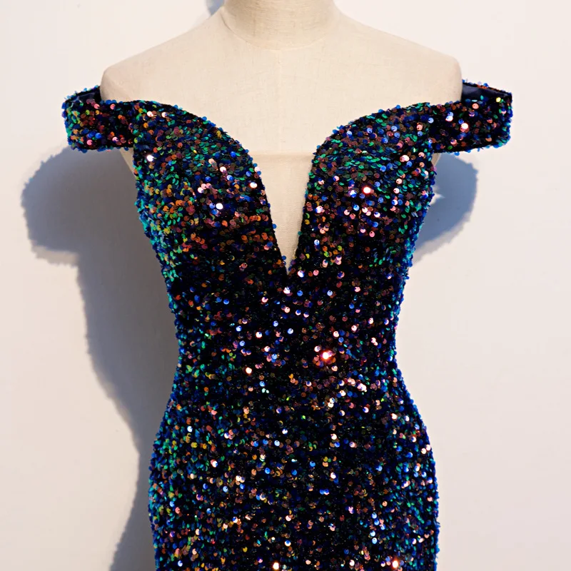 Robe De soirée De forme sirène, luxueuse tenue De bal De fin d'année, col bateau, paillettes, traîne, 2022