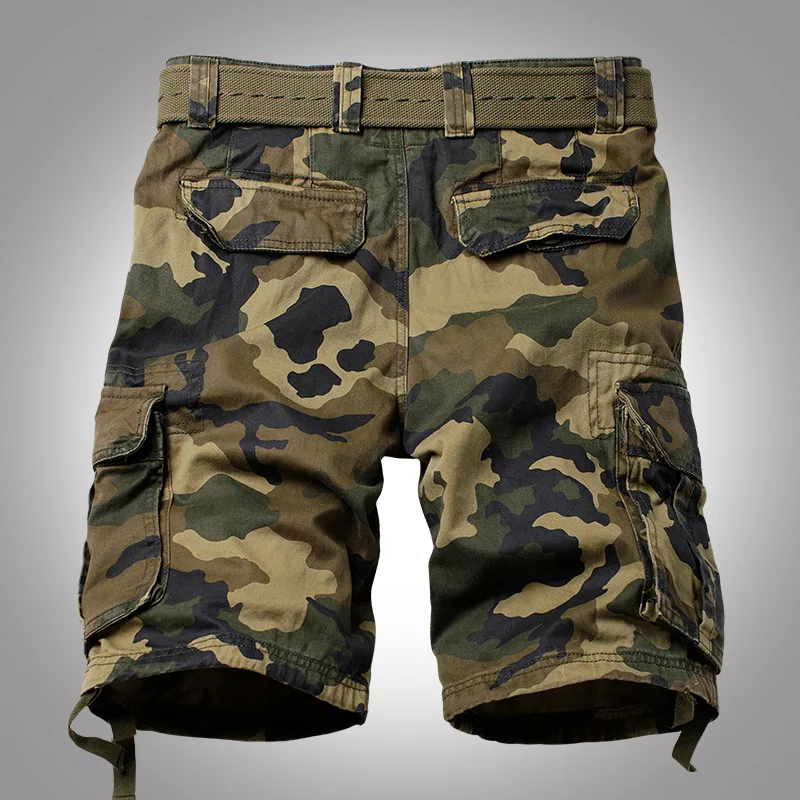 Men\'s Camouflage Camo Cargo Shorts 2020 Male Casual Multi-pocket Military Overalls Cotton Loose Beach Shorts Pants Mens Clothing