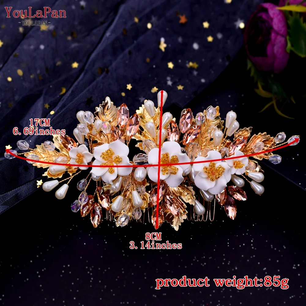 YouLaPan HP321 Floral Hair Pieces for Women Wedding Hair Clip Silver Bridal Comb Romantic Wedding Hairpins Bridal Headpieces