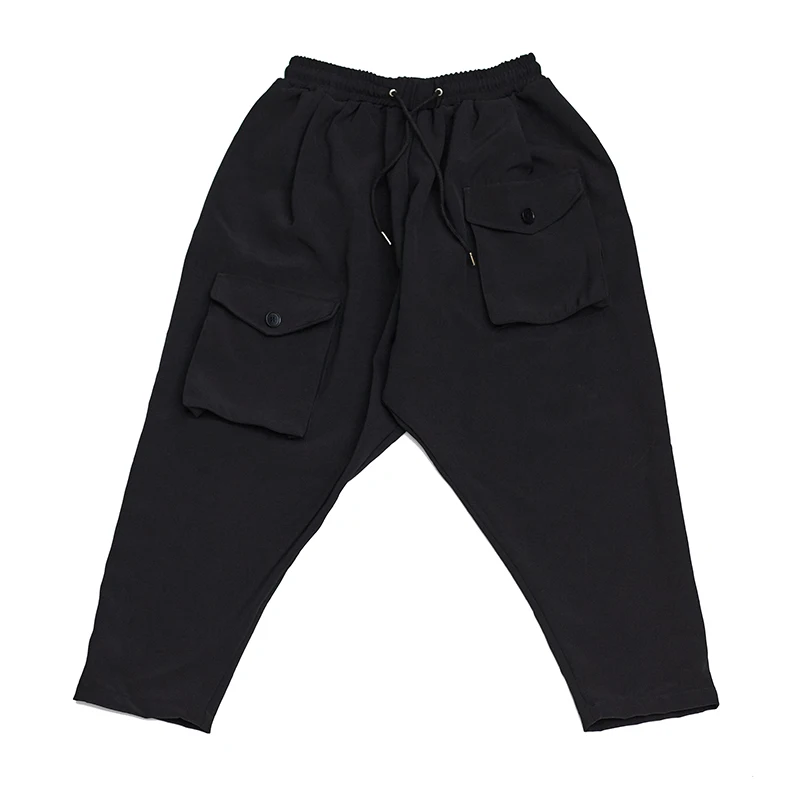 Men's New Black Japanese Multi-Pocket Small-Leg Pants Men's Casual Pants Youth Harlem Pants Fashion Trend