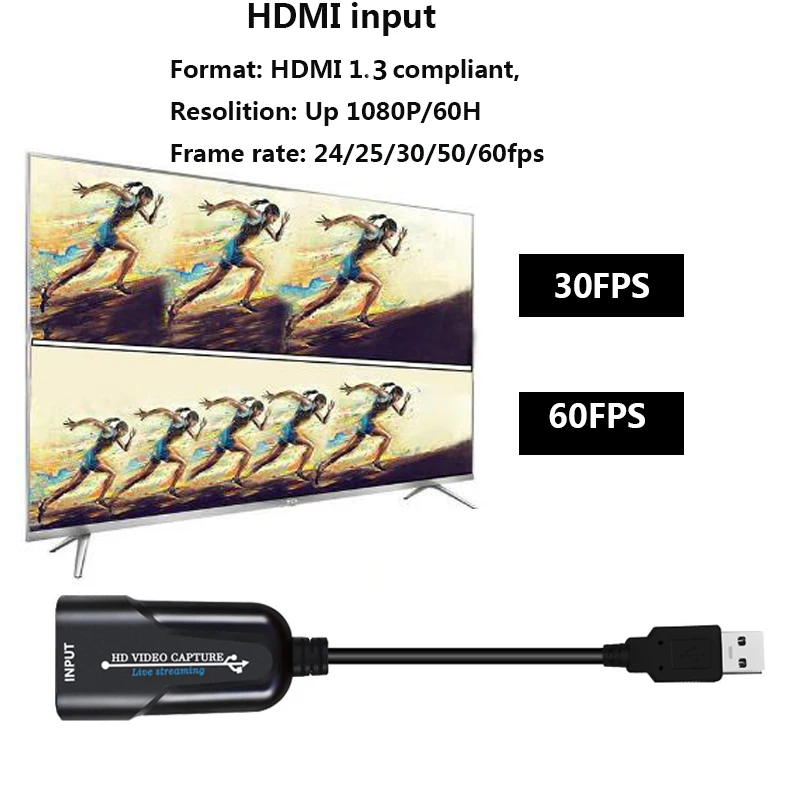 1080P HDMI Video Capture Device HDMI To USB Video Capture Card Dongle Game Record Live Streaming Broadcast Local