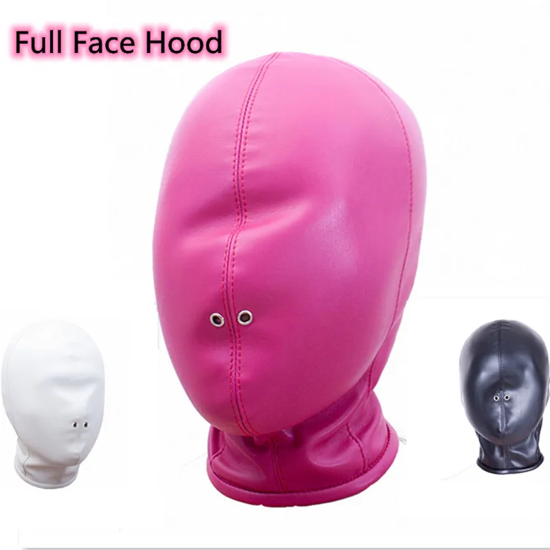 Sexy Leather Full Face Bdsm Mask with Zipper Fetish Slave Bondage Hood for Women Couples Erotic Toys Flirting Restraint Product