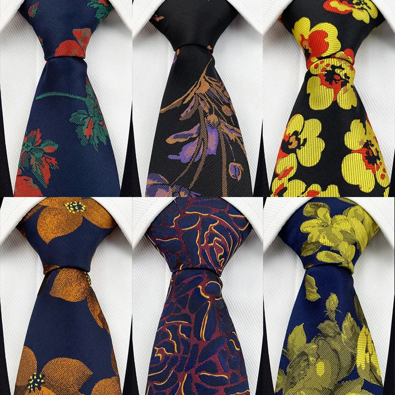 

38 Model 8cm Men's Wedding Tie Red Purple Blue Gold Black Rose Pink Green Flower Silk Neck Ties for Men Business Party Gravatas