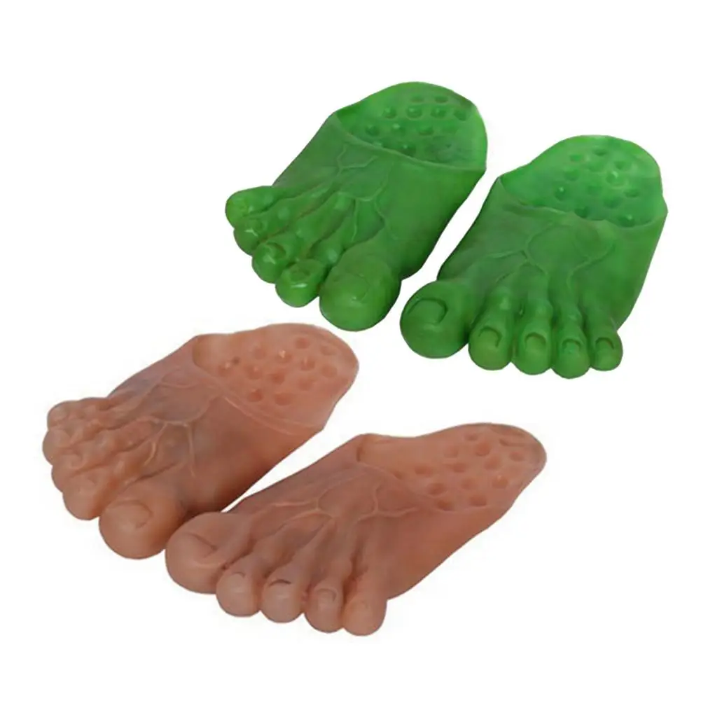 

2021 New Halloween Dress Up Props Cosplay Hulk Green Simulation Big Feet Funny Tricky Slippers Costume Masquerade Props