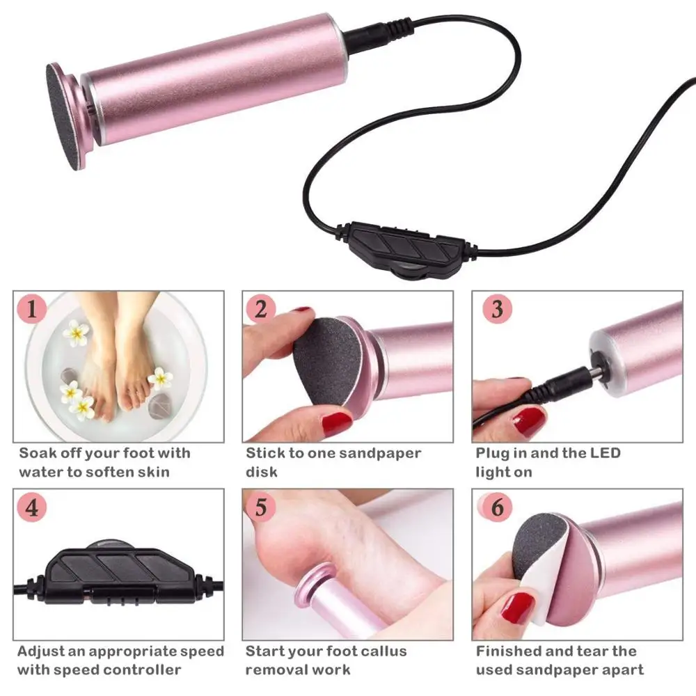 Electric Heel Callus Remover/ Foot file Care Tool/ Feet Hard Dead Skin Removal Pedicure Device With Power Adapter
