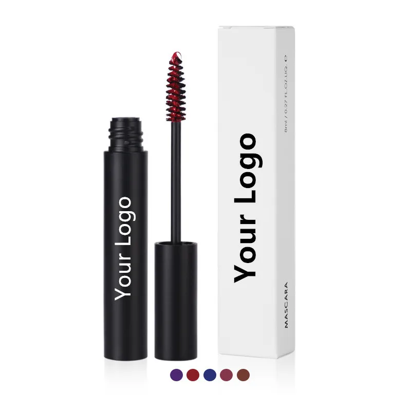 

Colorful Mascara Wholesale Waterproof Makeup Brown Red Blue Fiber Volume Eyelash Mascara Private Label Cosmetics