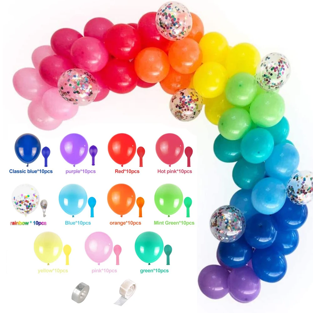 Rainbow Balloon Garland Arch Kit Assorted Color Balloons Rainbow Crepe Paper Streamers Baby Shower Wedding Birthday Party Decor