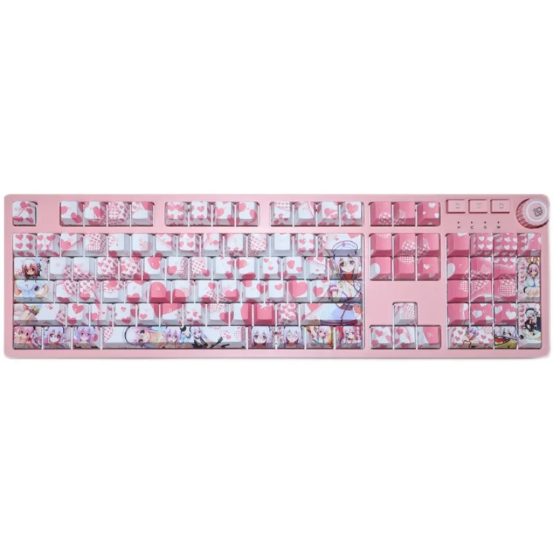 1 Set PBT 5 Sisi Tombol Sublimasi Pewarna untuk Keyboard Mekanis Tombol MX Dua Dimensi Anime Topi Kunci Merah Muda untuk SUPER SONICO