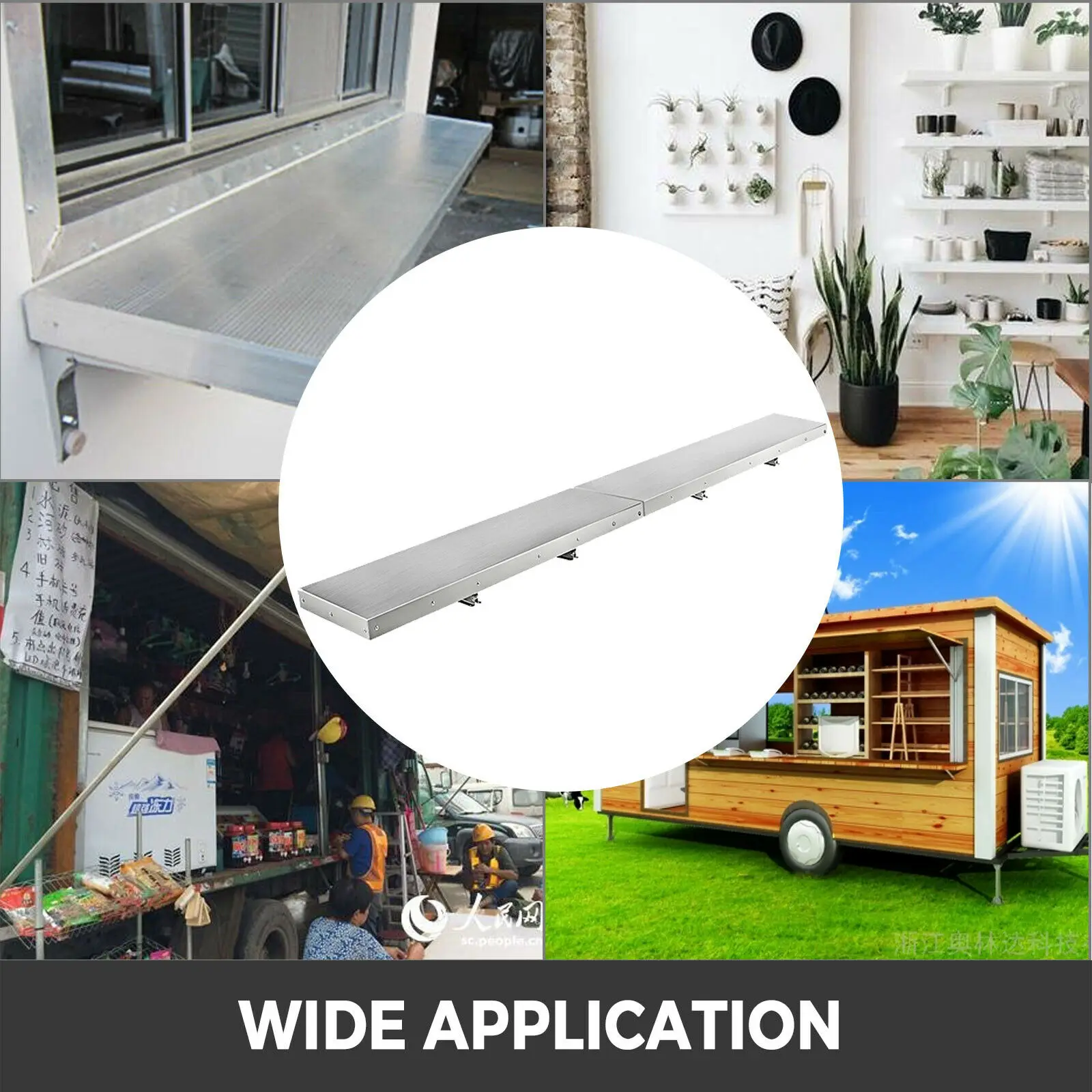 VEVOR หลายขนาด Concession ชั้นวางแนวตั้งสำหรับ Window อาหารพับรถบรรทุกอะลูมินัมอัลลอยแผ่นห้องครัวรับประทานอาหารรถบ้าน