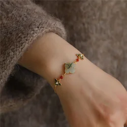 Lucky Jade Clover Bracelet For Women Jewelry Charming Flower Bangle 925 Sterling Silver Hand Accessories Female Birthday Present