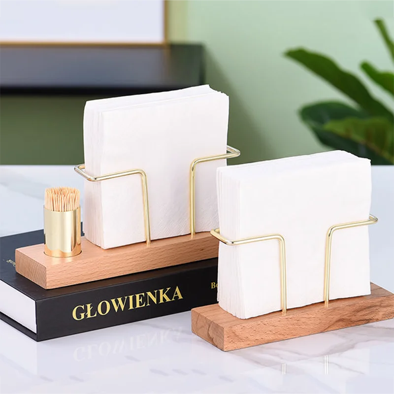 

Solid Wood Tissue Holder Home Napkin Container Napkin Tissue Case Paper Storage Rack Office Hotel Restaurant Kitchen Decoration