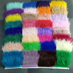 Ruban de plumes d'autruche naturelles de 10Yards, longueur 8-10cm, garniture de plumes, franges, bricolage de Costumes, accessoires de couture de vêtements, vente en gros