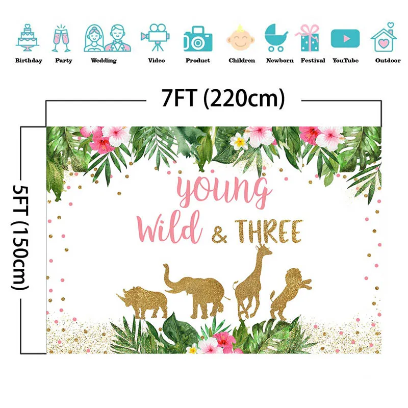 Mocsicka Baby Shower Background Jungle Animals Background Decorative Style Child Portrait Photo Background Photography Banner