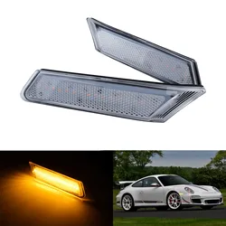 Amber LED Indicator Side Marker Repeater Light Clear Lens For 2005-2008 Porsche Boxster Cayman 987 Carrera 911 997 2005-2012