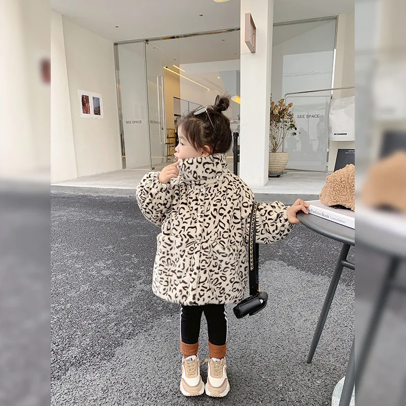 Girls Baby\'s Kids Coat Jacket Outwear 2022 Leopard Velvet Thicken Winter Autumn Overcoat Top Outdoor Party Teenagers Children\'s