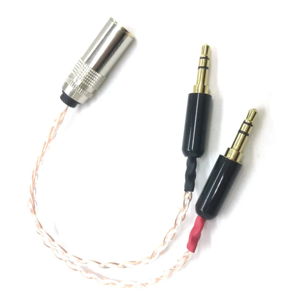 TOP-HiFi-Adaptador de Audio equilibrado para reproductor de PHA-3 Pono, cristal individual, cobre, plata, mezclado, 2x3,5mm macho a 4,4mm hembra, 10cm