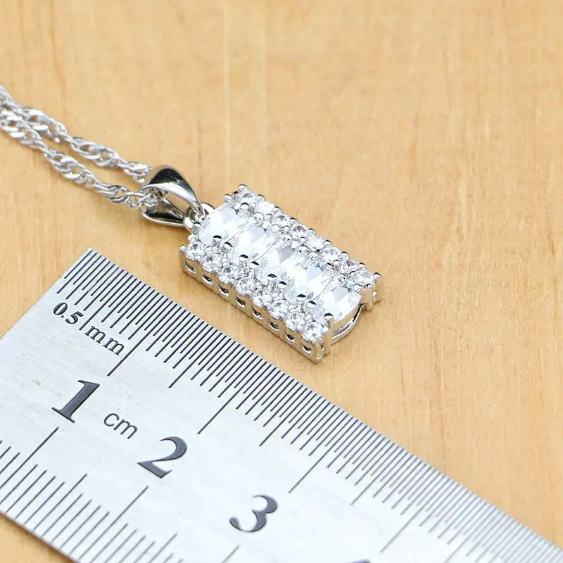 Natural Silver 925 Bridal Jewelry Sets White Zircon Crystal For Women  Earrings Pendant Rings Bracelet Necklace Kits
