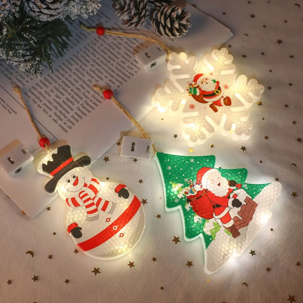 Christmas Light Decor Hanging LED Santa Tree Decor Festival Themed Night Light For Party Home Decorations LED Warm White Light