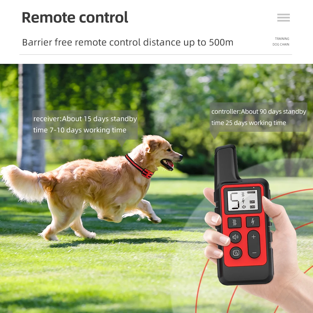 500M Electric Dog Training Collar Waterproof Rechargeable Pet Remote Control Shock Sound Dog Repeller Dog Accessories