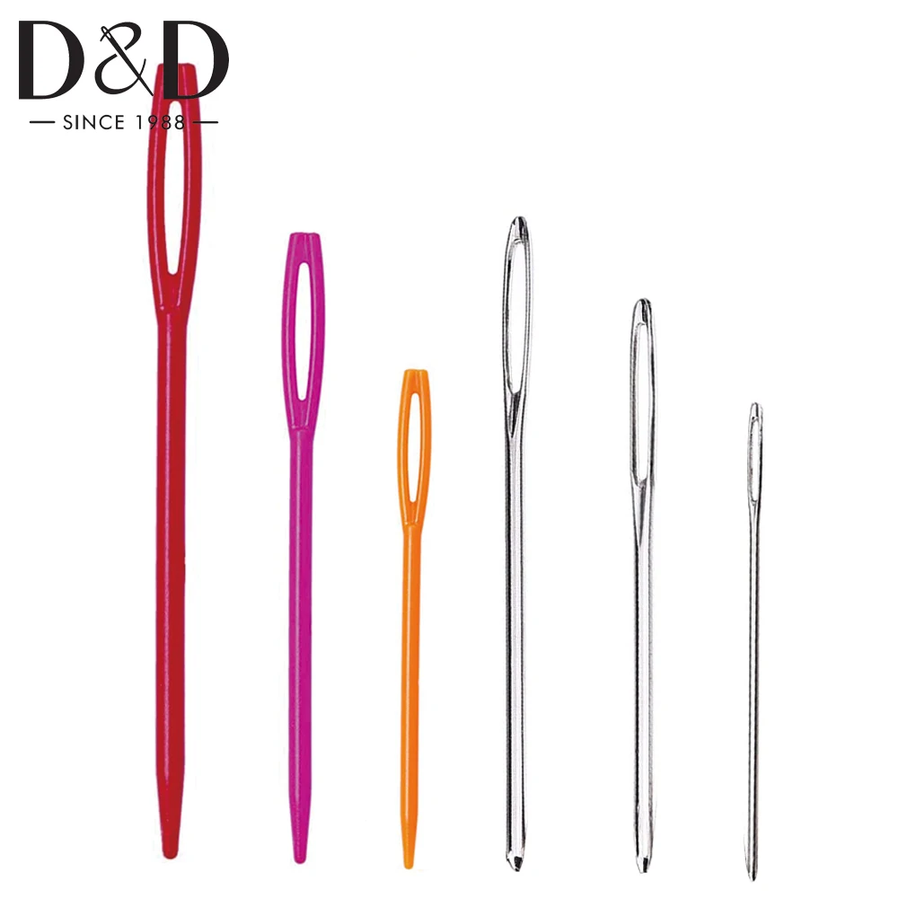 6pcs Large Eye Blunt Needles Stainless Steel&Plastic Yarn Knitting Needles for Crochet Weave Knit Sewing Needles DIY Craft