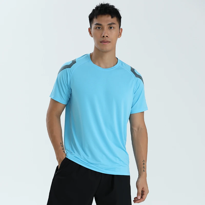 Men Gym T Shirts Prints Fitness Sport Short Sleeve Quick Dry Elasticity Joggers Sportwear Tshirt Male Training Running Tees