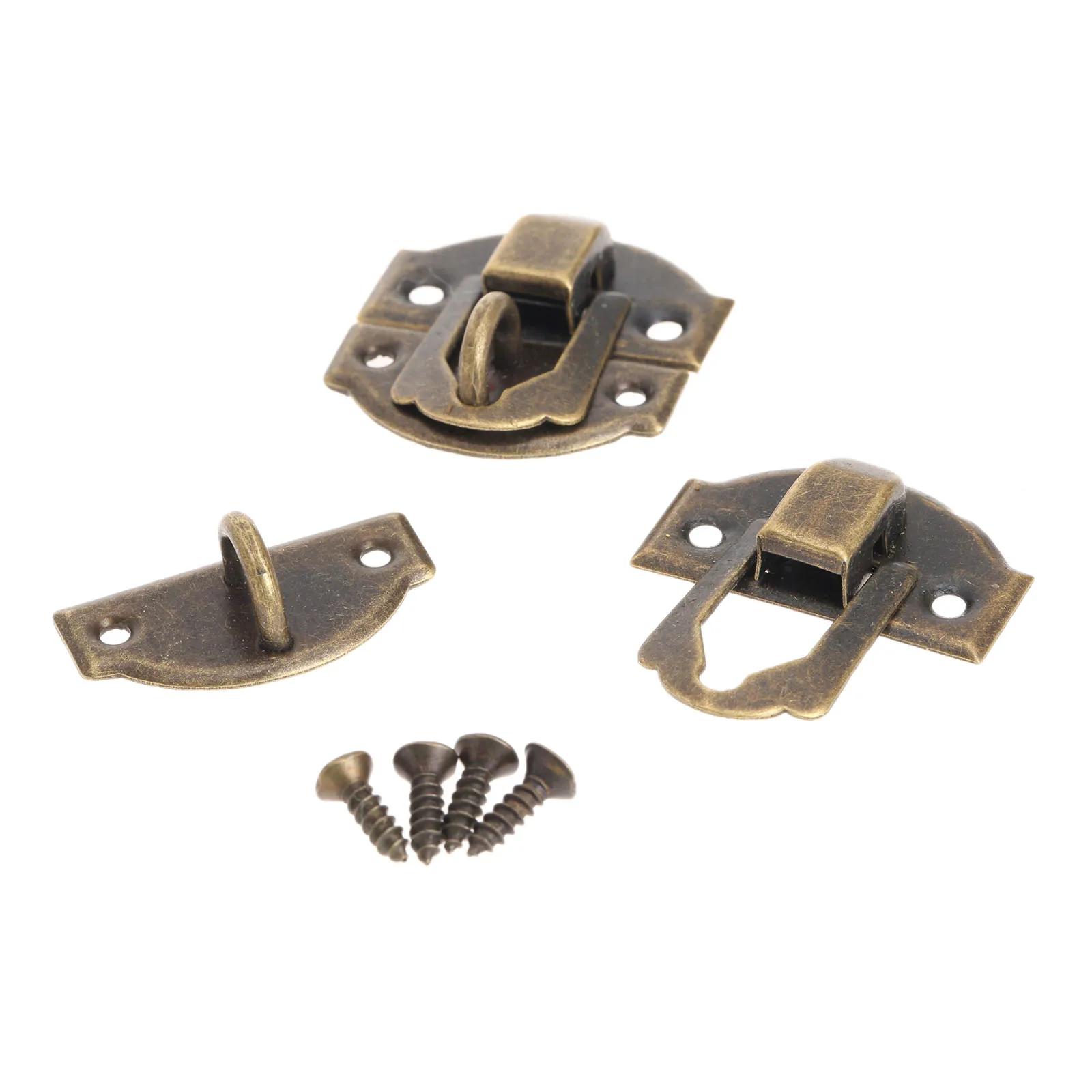 12pcs/set Hasps Latch Locks Metal Padlock Hasp Antique Bronze Wooden Jewelry Box Case 29mmx27mm with screws Furniture Hardware