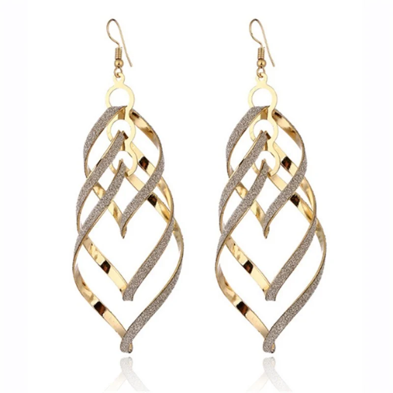 Exaggerated European and American Retro Ladies' Earrings Alloy Multi-level Frosted Spiral Earrings Fashion Women's Jewelry