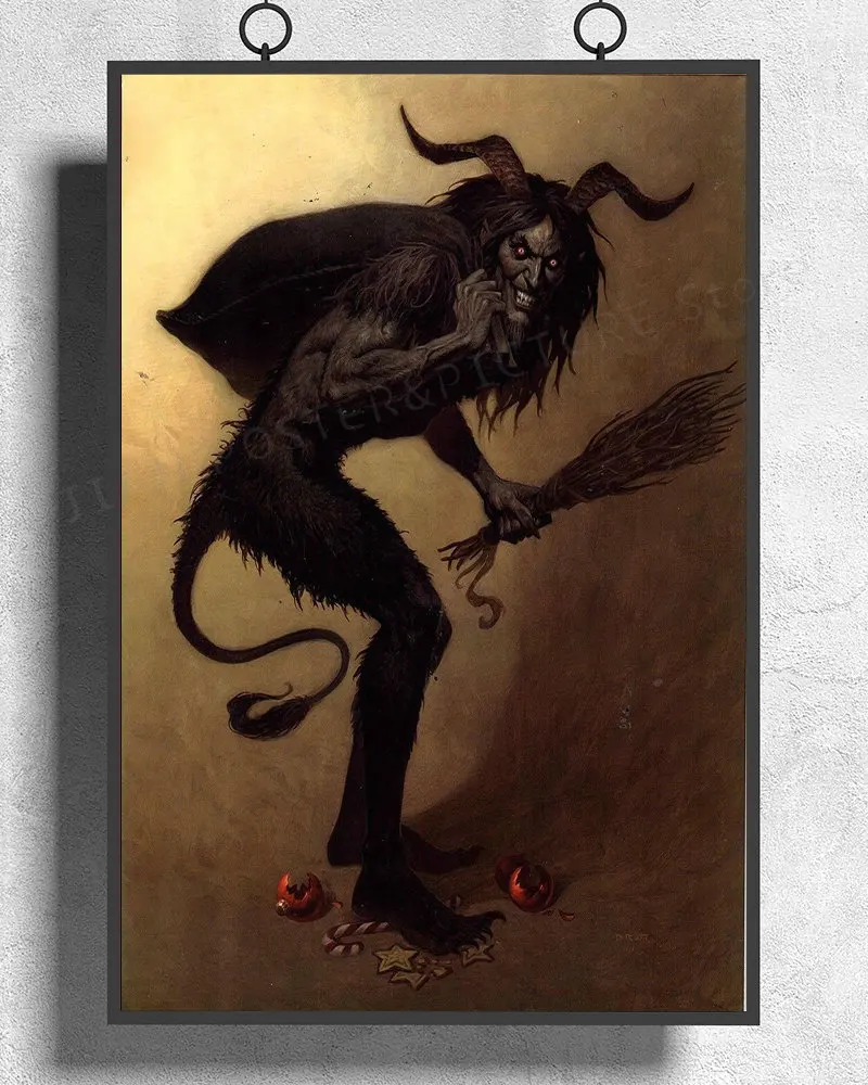 H298 Silk Poster Home Decoration fantasy evil faun creature with horn Wall Art Christmas Gift