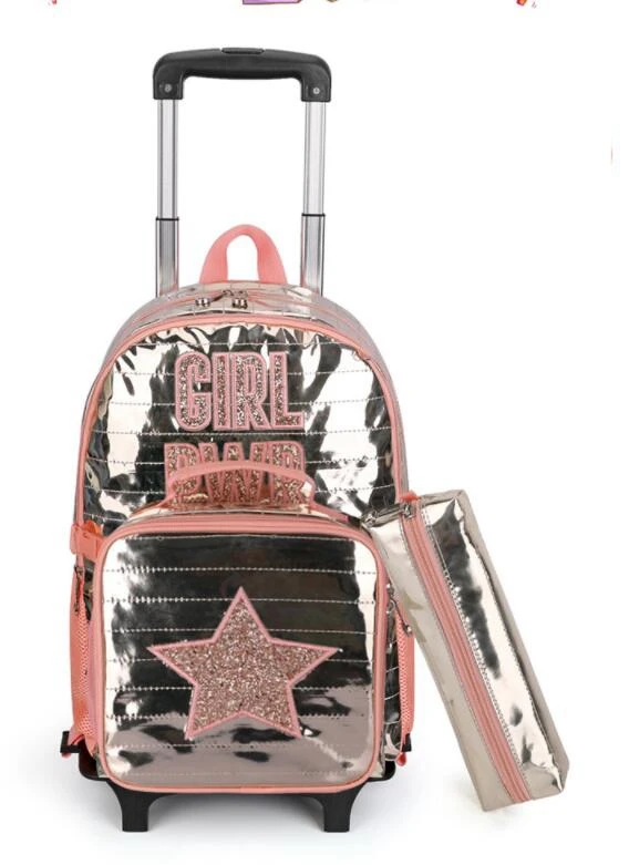 Schul wagen Tasche mit Brotdose Mädchen Schule Roll rucksack Tasche Set für Mädchen Schüler Schule Roll rucksack für Mädchen