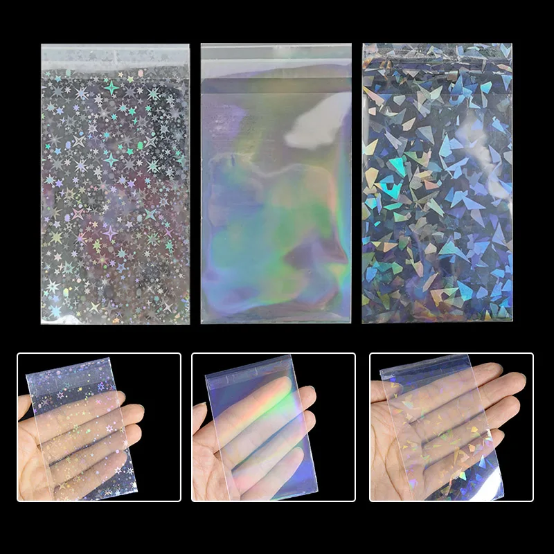 20pcs/lot Little Stars Laser Flashing Transparent Card Sleeves Protector for Idol Photo Holographic Protective Card Holder 9x6cm