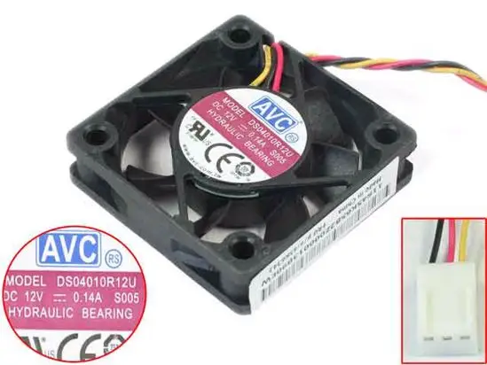 

AVC DS04010R12U S005 45K6342 DC 12V 0.14A 40x40x10mm 3-wire Server Cooling Fan